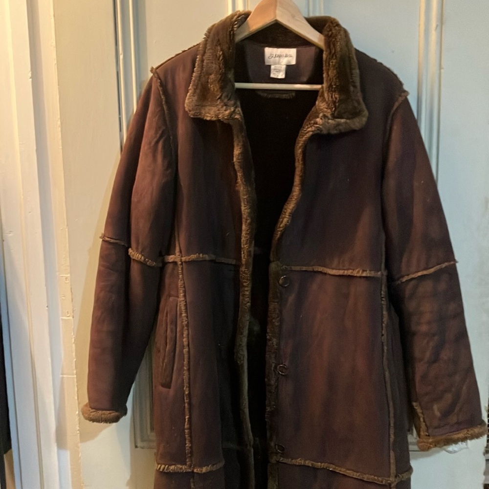 Y2K Fur and Suede Trench Jacket